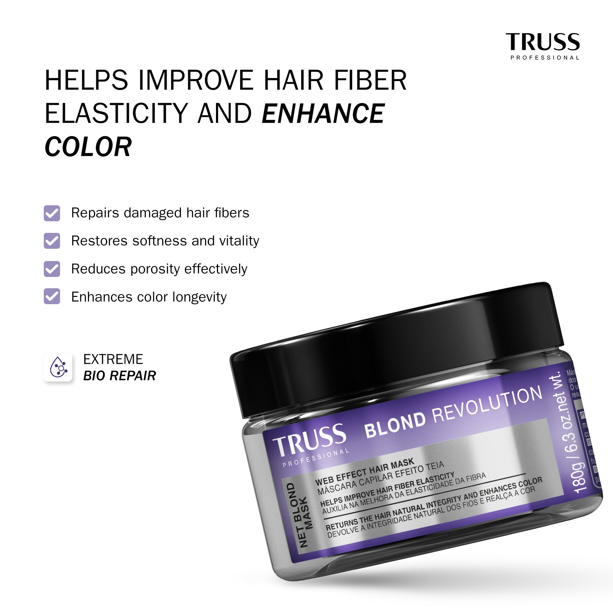 TRUSS Blond Revolution Complete Blonde Care Bundle | Anti-Oxidant Shampoo + Net Blond Mask + Impassable Blond