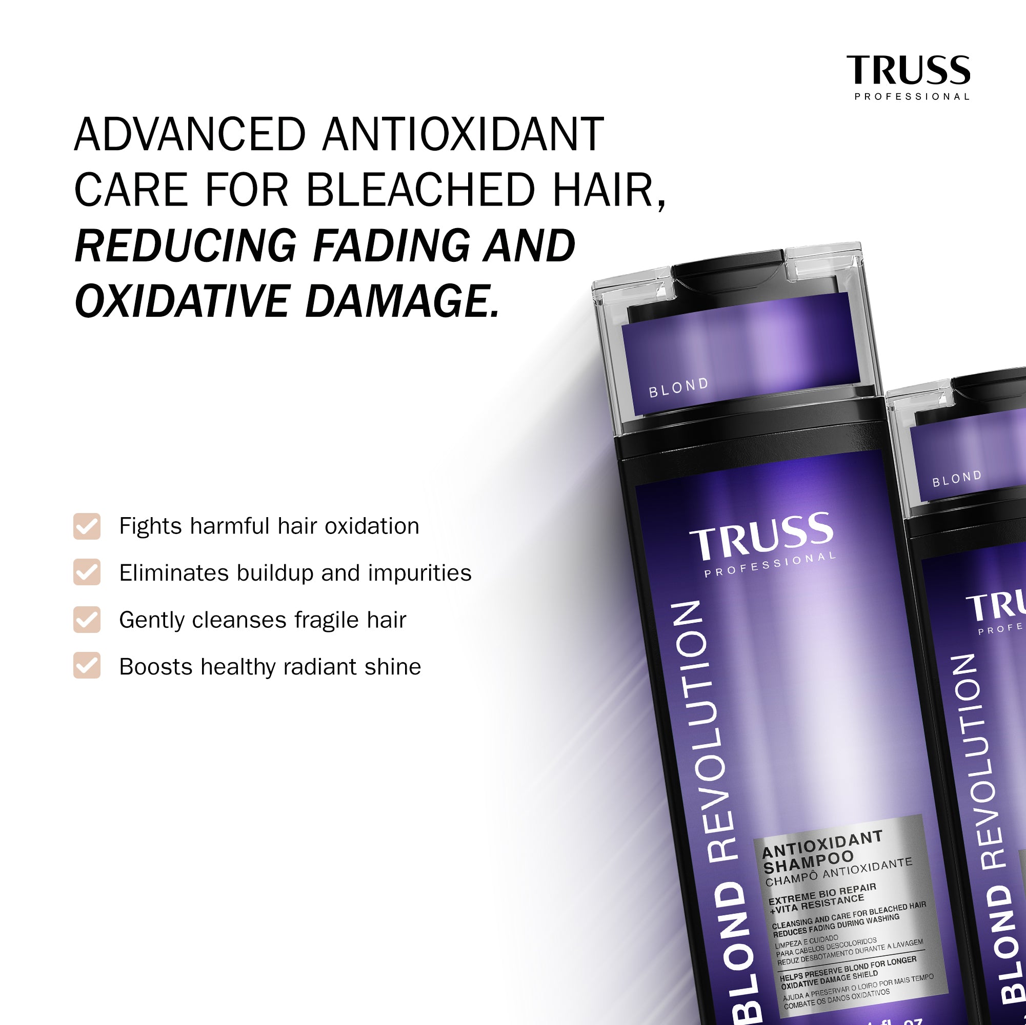 TRUSS Blond Revolution Complete Blonde Care Bundle | Anti-Oxidant Shampoo + Net Blond Mask + Impassable Blond