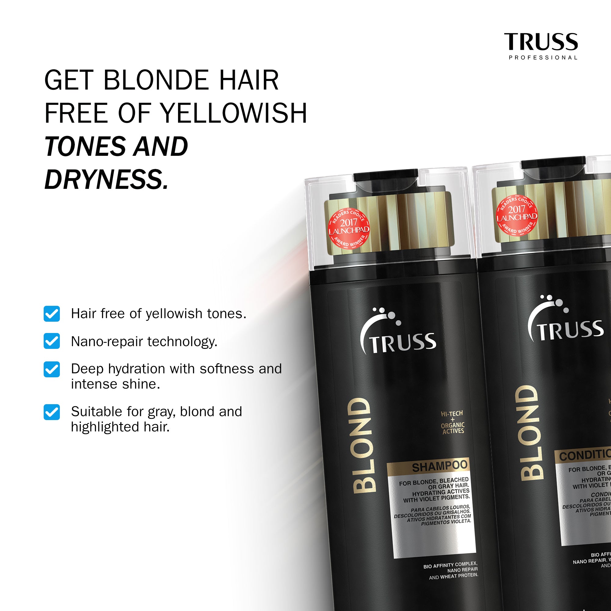 TRUSS Blond Hair care Bundle with Blond Shampoo, Conditioner and Mask