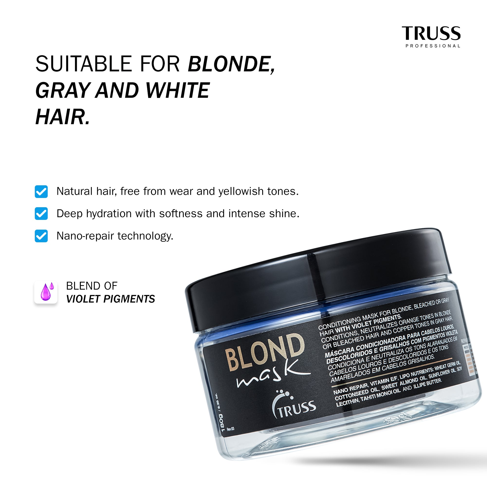 TRUSS Blond Hair care Bundle with Blond Shampoo, Conditioner and Mask