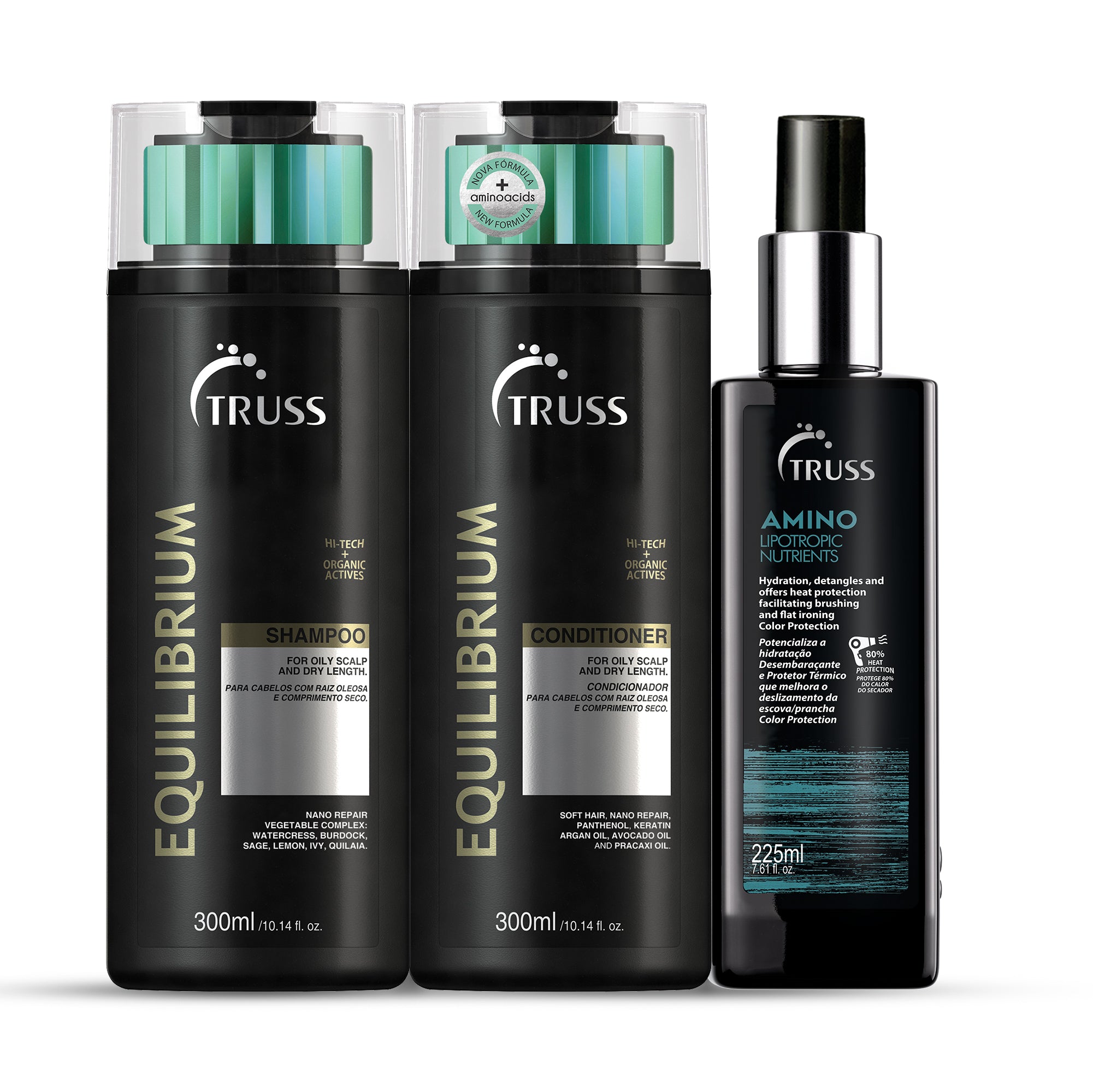 TRUSS Equilibrium Bundle with Amino Heat Protectant Leave-in for Oily Scalp