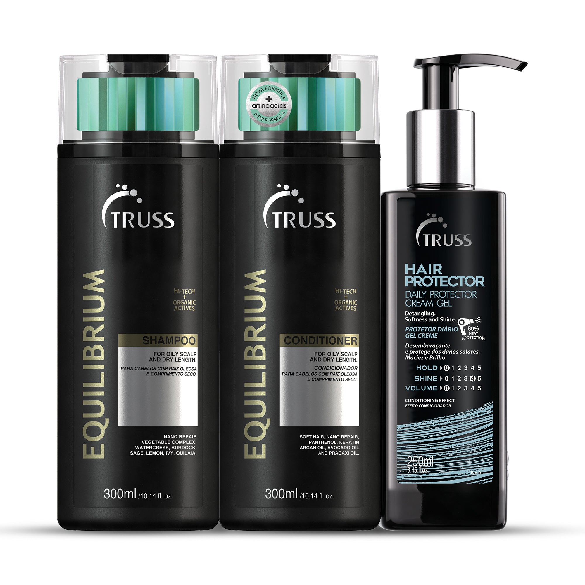 TRUSS Equilibrium Shampoo & Conditioner with Hair Protector Leave-in Bundle