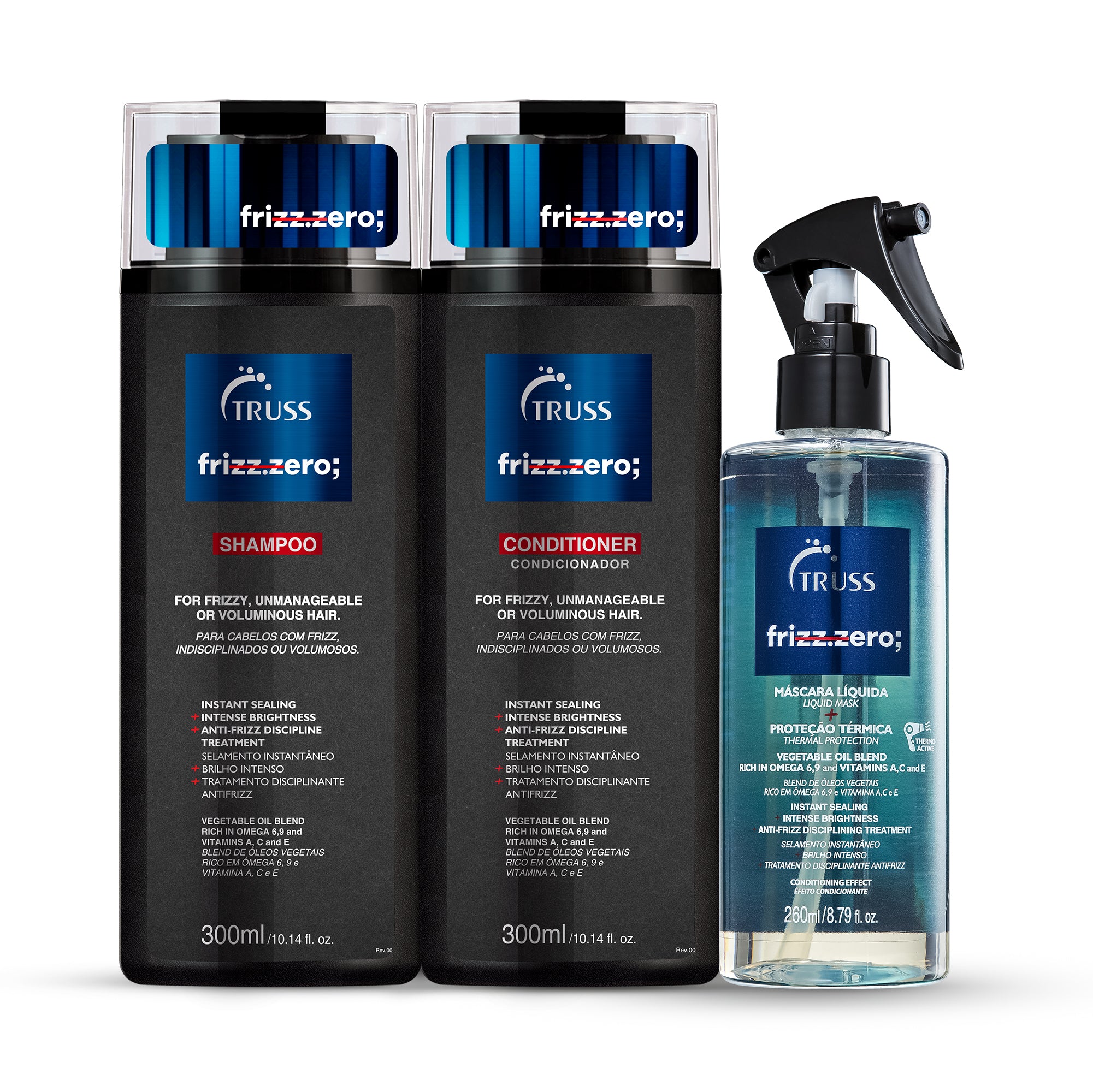 TRUSS Frizz Zero Shampoo & Conditioner with Frizz zero Liquid Mask Bundle