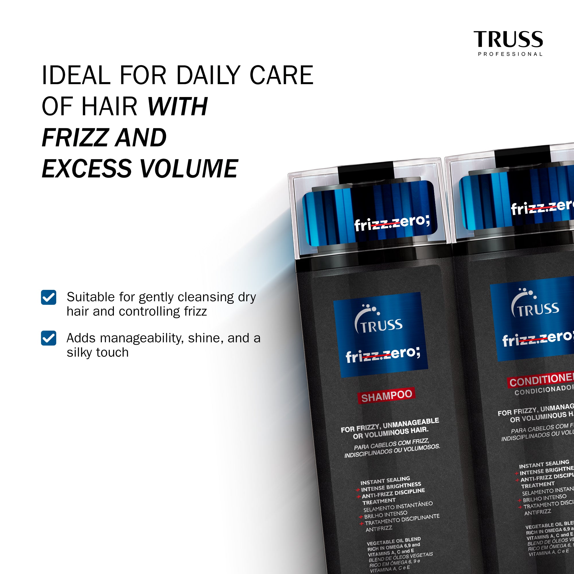 TRUSS Frizz Zero Shampoo & Conditioner with Frizz zero Liquid Mask Bundle