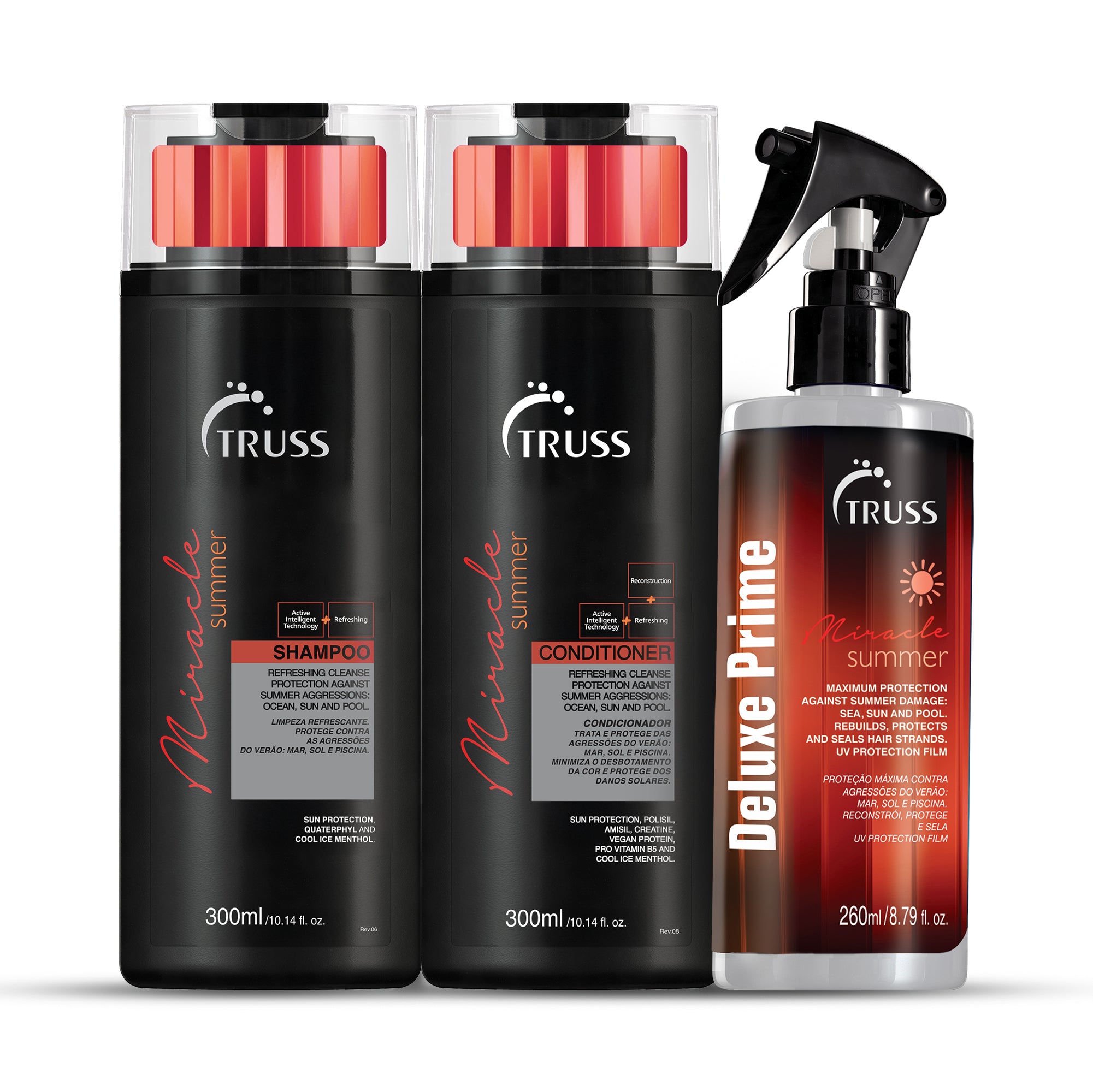 TRUSS Miracle Summer Shampoo & Conditioner with Deluxe Prime Summer Mask Bundle