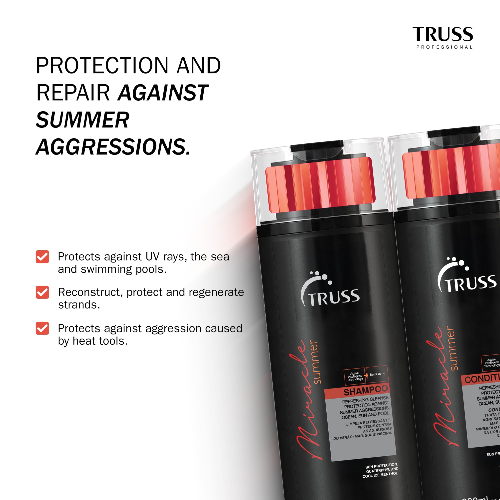 TRUSS Miracle Summer Shampoo & Conditioner with Deluxe Prime Summer Mask Bundle